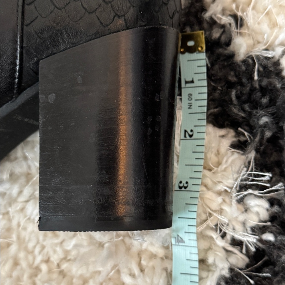 Women’s Dune Leather Almond Toe Block Heel Boots Black Size 37/6.5 - Picture 15 of 15